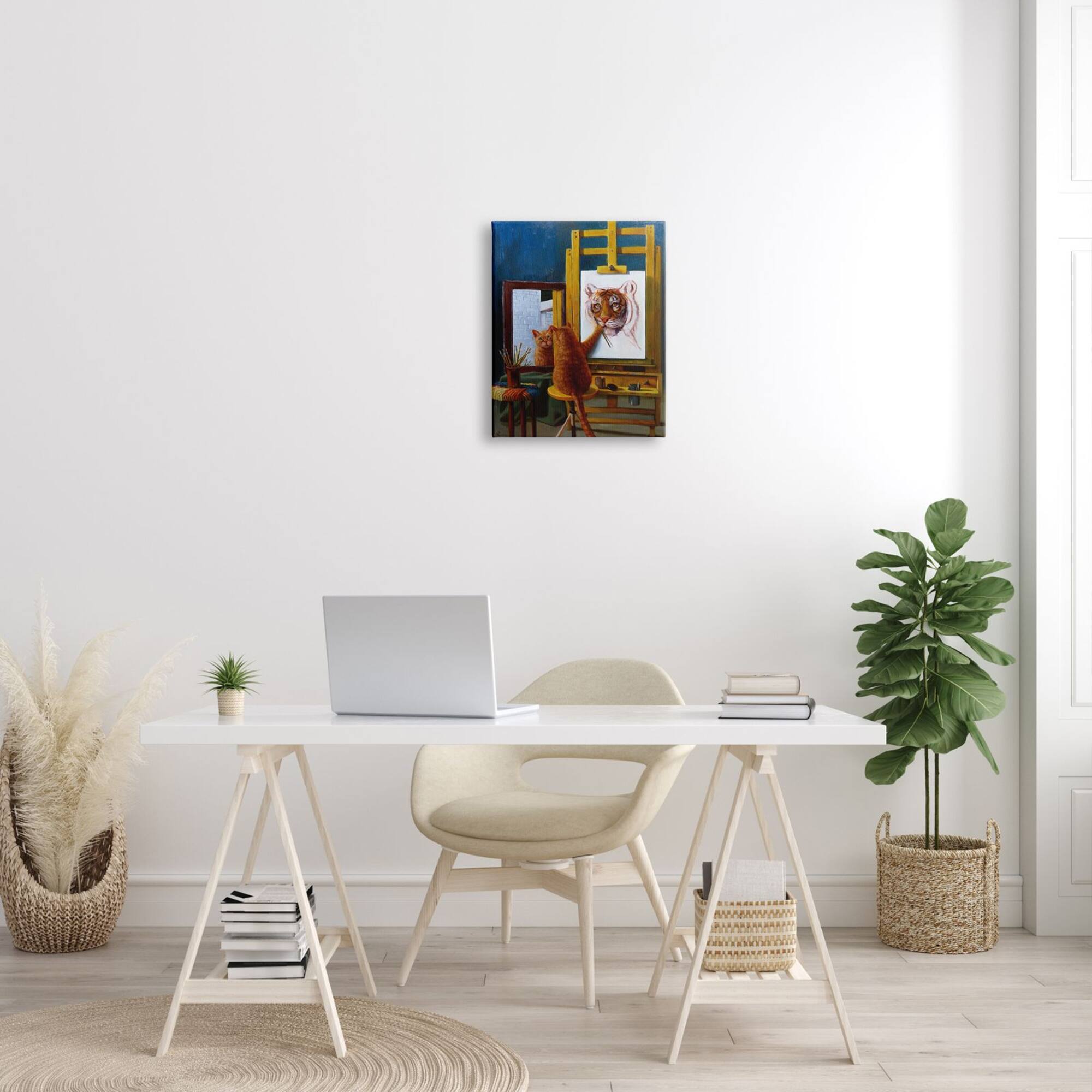 Stupell Industries Cat Confidence Self Portrait as a Tiger Funny Painting Canvas Wall Art